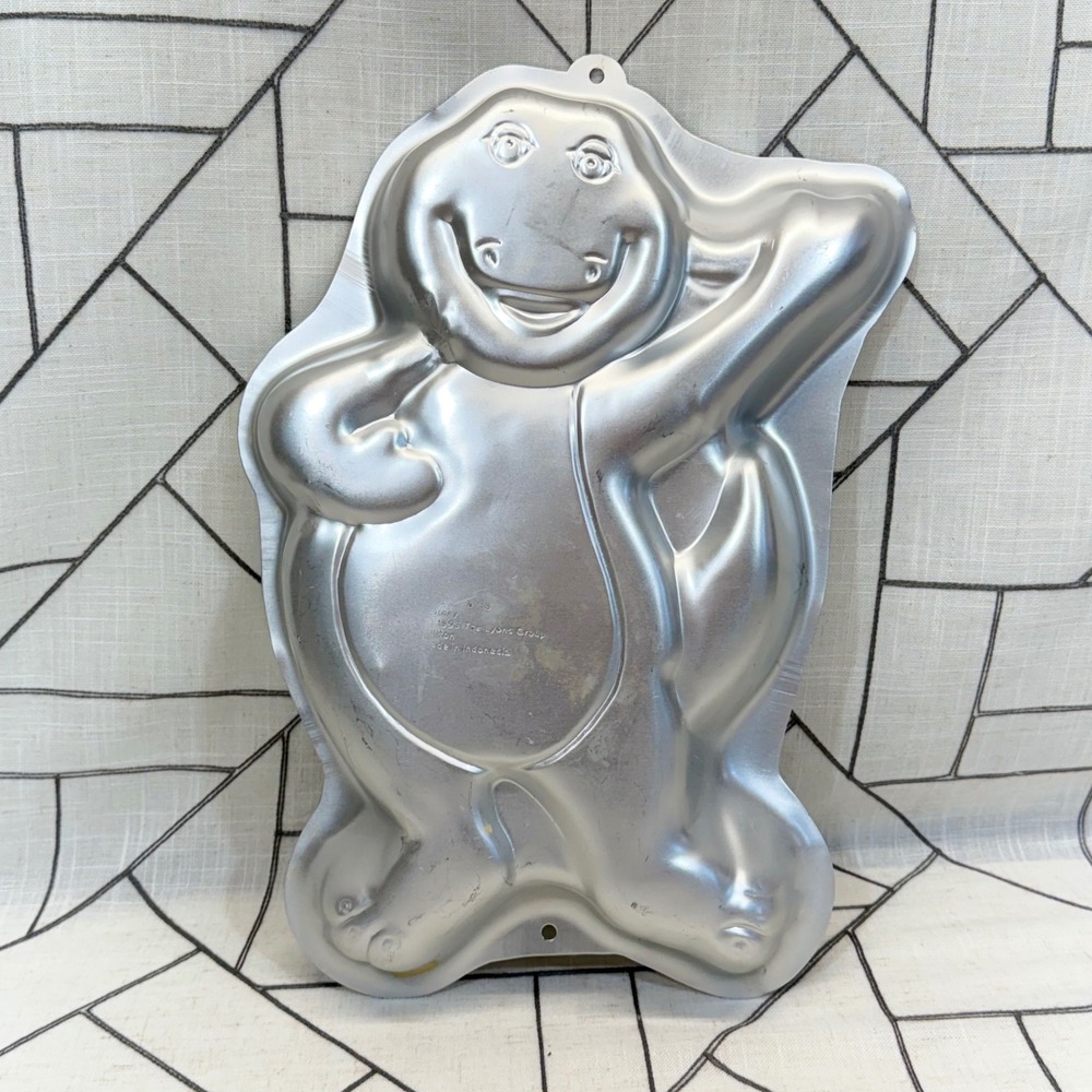 Wilton Barney Cake‎ Pan 14x11 Silver 1993 Vintage Dinosaur Aluminum 2105-6713